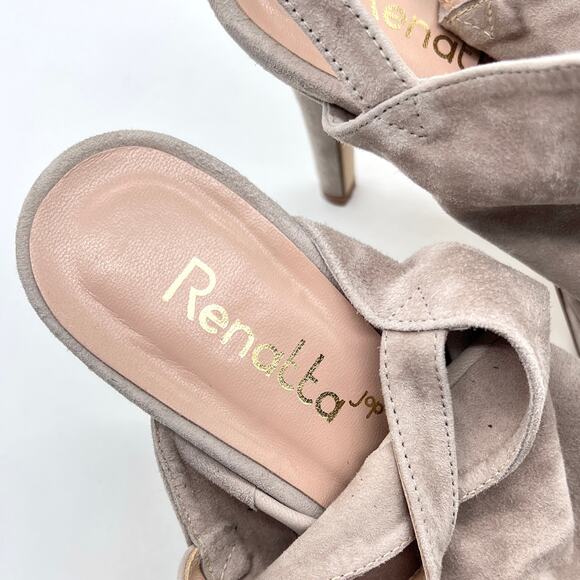RENATTA JOP Suede Slingback Heels Womens 37 Taupe Gray Platform Stiletto Strap - Picture 10 of 13
